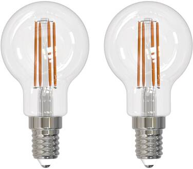 LED filament lamp E14 G45, set van 2, 4000 K transparant