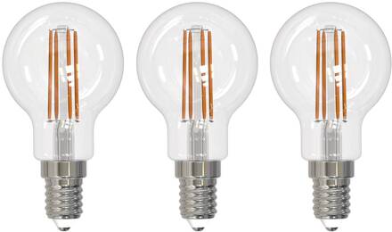 LED filament lamp E14 G45, set van 3, 2700 K transparant