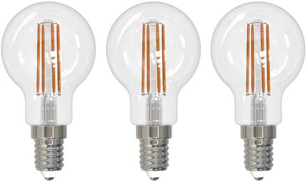 LED filament lamp E14 G45, set van 3, 4000 K transparant