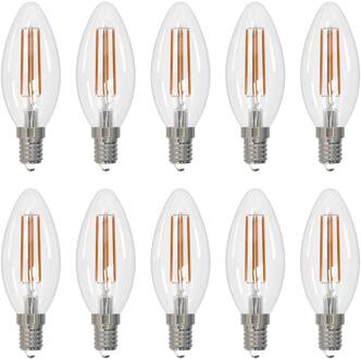 LED filament lamp E14 kaars set van 10, 2700 K transparant
