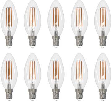 LED filament lamp E14 kaars set van 10, 3000 K transparant