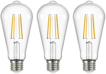 LED filament lamp helder E27 3.8W 3000K 806lm set van 3