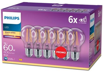 LED filament standaard lamp helder niet dimbaar (6-pack) - E2…