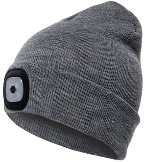 LED Flash Gebreide Cap Winddicht Coldproof Warme Muts Outdoor Vissen Aangestoken Mutsen Hoed Mutsen LED verlichting gebreide warme muts grijs