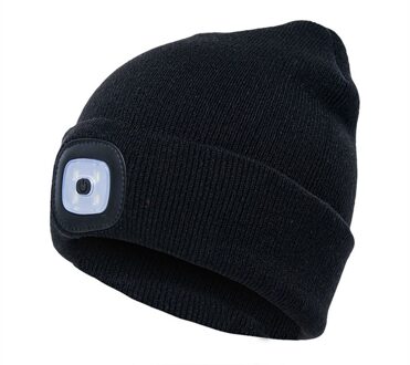 LED Flash Gebreide Cap Winddicht Coldproof Warme Muts Outdoor Vissen Aangestoken Mutsen Hoed Mutsen LED verlichting gebreide warme muts zwart