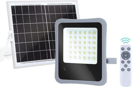 LED Floodlight op Zonne-energie - LED Schijnwerper - Aigi Florida - LED Solar Tuinverlichting Wandlamp - Zwart