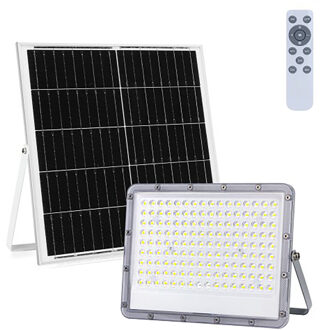 LED Floodlight op Zonne-energie - LED Schijnwerper - Aigi Hatay - LED Solar Tuinverlichting Wandlamp - Afstandsbediening Grijs