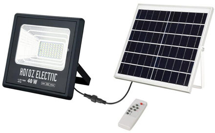 LED Floodlight op Zonne-energie - LED Schijnwerper - LED Solar Tuinverlichting Wandlamp - Togre - 40W - Helder/Koud Wit Zwart