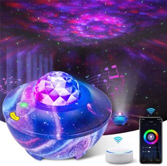 Led Galaxy Projector Ster Licht Roterende Oceaan Wave Night Verlichting Bluetooth Muziek Usb Nebula Lamp Sterrenhemel Galaxy Licht Decor blauw / CN