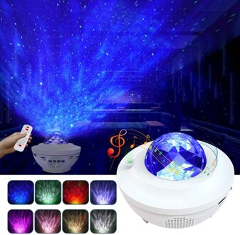Led Galaxy Projector Ster Licht Roterende Oceaan Wave Night Verlichting Bluetooth Muziek Usb Nebula Lamp Sterrenhemel Galaxy Licht Decor wit / ons