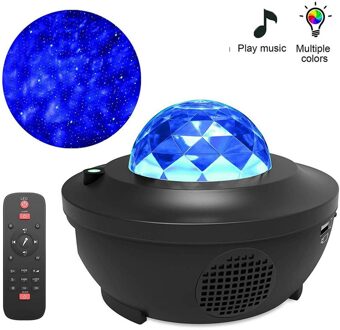 Led Galaxy Sterrenhemel Projector Lamp Ocean Wave Led Nachtlampje Muziek Speler Remote Ster Roterende Nachtlampje Romantische Slaapkamer Lamp