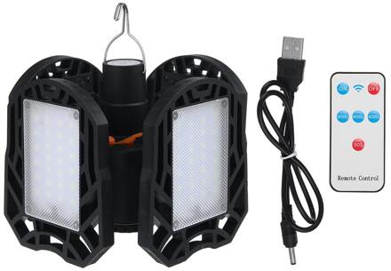 LED Garage Ceiling Light Solar/USB 120W Remote Control Dimming Camping Lantern Lights Rechargeable Foldable Emergency Light Bulb 4 leaf-B