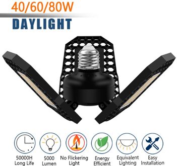 Led Garage Licht 80W E26 E27 Led Garage Lamp Workshop Lamp Gloeilamp 5000LM Lamp Industriële Garage Magazijn Fabriek lichten warm wit 40w