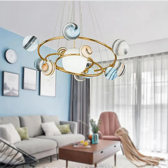 LED glass globe pendant light Wandering Earth planet chandelier Living Room Modern boys room light Creative chandelier rings