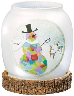LED glasvaas sneeuwpop, op batterijen wit, kleurrijk