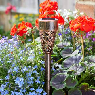 LED grondspies lamp Damasque, set van 4, IP44 brons