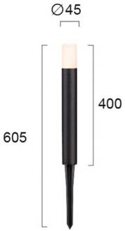 LED grondspies lamp Faro, IP65 zwart, opaal