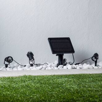 LED grondspies lamp Malida, set van 3, zwart zwart, transparant