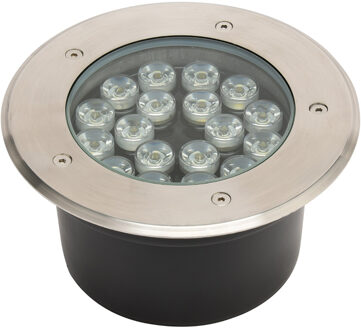 LED Grondspot - Aruz - Inbouw Rond - 18W - Waterdicht IP67 - Natuurlijk Wit 4000K - Rond - Mat Chroom - RVS Zilverkleurig