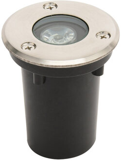 LED Grondspot - Aruz - Inbouw Rond - 1W - Waterdicht IP67 - Natuurlijk Wit 4000K - Rond - Mat Chroom - RVS Zilverkleurig