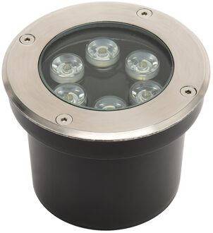 LED Grondspot - Aruz - Inbouw Rond - 6W - Waterdicht IP67 - Natuurlijk Wit 4000K - Rond - Mat Chroom - RVS Zilverkleurig