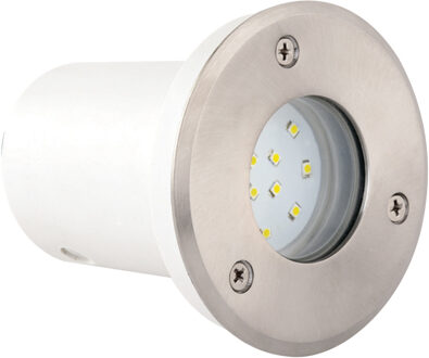 LED Grondspot - Inbouw Rond 1.2W - Waterdicht IP67 - Blauw - RVS - Ø95mm Zilverkleurig