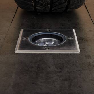 LED grondspot inbouwlamp Jos, hoekig, draaibaar, IP67 roestvrij staal, helder