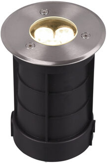 LED Grondspot - Trion Baliyi - Inbouw Rond - 3W - Waterdicht IP65 - Warm Wit 3000K - Mat Nikkel - RVS Zilverkleurig