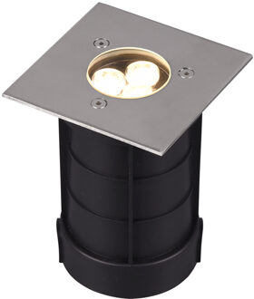 LED Grondspot - Trion Baliyi - Inbouw Vierkant - 3W - Waterdicht IP65 - Warm Wit 3000K - Mat Nikkel - RVS Zilverkleurig