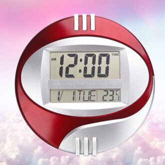 Led Grote Scherm Digitale Muur Desk Wekker Met Temperatuur En Vochtigheid Zonder Batterij (Rood)