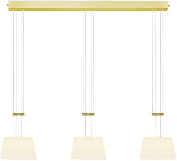 LED hanglamp, 3-lamps, messing mat messing, opaalwit