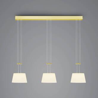 LED hanglamp, 3-lamps, messing mat messing, opaalwit