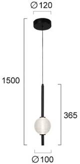 LED hanglamp Abeona, Ø 10 cm, zwart/helder, metaal/glas zwart, helder