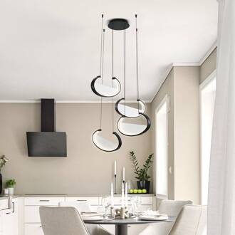 LED hanglamp Adele, Ø 75 cm, zwart, metaal, 4-lamps.