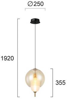 LED hanglamp Adol, amberkleurig, Ø 25 cm, glas amber, wit, zwart, brons