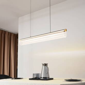 LED hanglamp Alania, transparant, metaal, 86,5cm grijs, goud, transparant