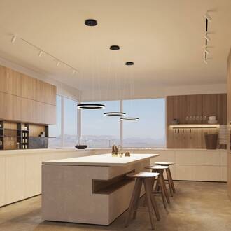 LED hanglamp Albiona, zwart, 1 ring, Ø 40 cm zwart, wit