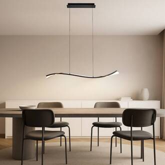 LED hanglamp Alevia, zwart/goud, CCT bladgoud, zwart, wit