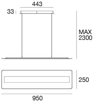 LED hanglamp Antille, glas, rechthoekig, chroom transparant, chroom
