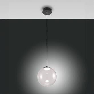LED hanglamp Ariel, 1-lamp, Ø 25cm, glas, dimmer, CCT zwart, transparant
