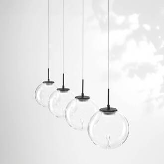 LED hanglamp Ariel, 4-lamps, langwerpig, stappendimmer zwart, transparant