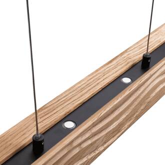 LED hanglamp Atacama, eiken/zwart, hout, lengte 116 cm licht hout, zwart