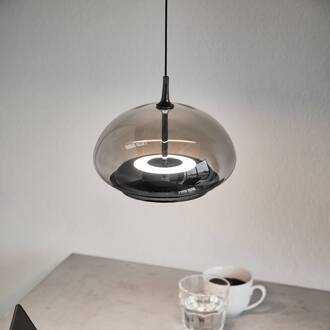 LED hanglamp Avalon, zwart/grijs Ø 20 cm glas zwart, rokerig grijs-transparant