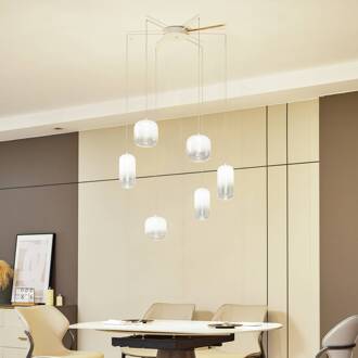 LED hanglamp Avelina, wit, 6-lamps