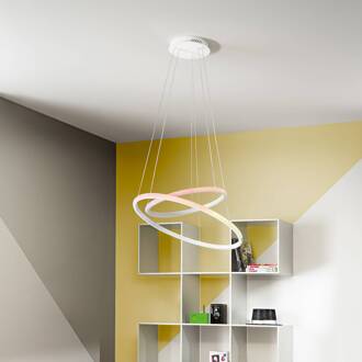 LED hanglamp Axis, Ø 60/40 cm, wit, metaal, CCT, RGB