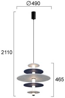 LED hanglamp Azul, hoogte 46 cm, blauw/grijs/zwart, vilt blauw, grijs, zwart