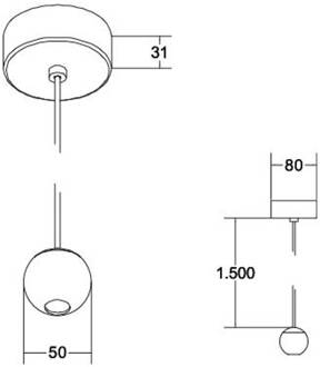 LED hanglamp Bal, aluminium, zwart/chroom