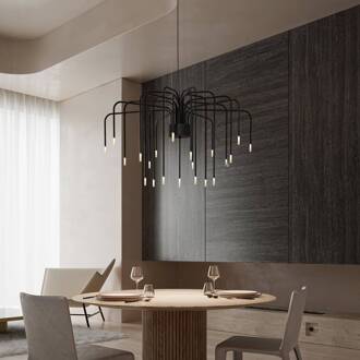 LED hanglamp BOOM, zwart, metaal, Ø 90 cm 22-lichts. zwart mat