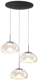 LED hanglamp Brena, 3-lamps, cognac, Ø 35 cm CCT, dimbaar cognac, zwart