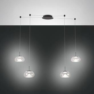 LED hanglamp Brena, 4-lamps, helder, glas, CCT, dimbaar helder, zwart